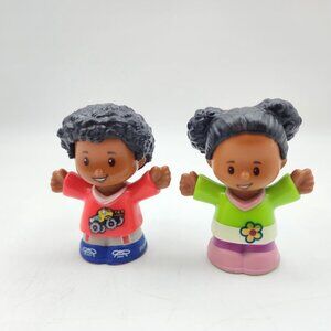 Fisher Price Little People African American Boy & Girl Figures Toy 2016 Lot of 2